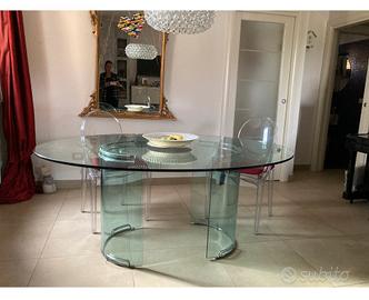Tavolo cristallo ovale come nuovo