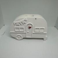 Roulotte portacandela handmade in ceramica