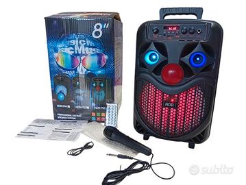 Cassa bluetooth portatile karaoke 300 watt pmpo 