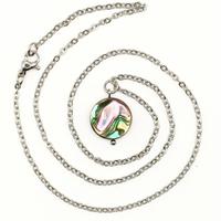 Collana acciaio inox e pendente in madreperla