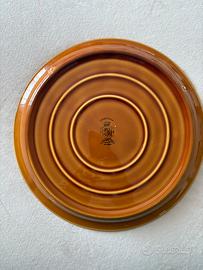 Piatto ceramica, quattro scomparti, color senape