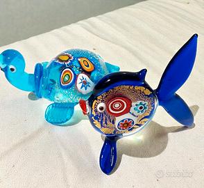 set due animaletti in vetro di murano con murrine