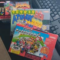 Mario kart, tetris, doom snes - super nintendo