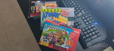 Mario kart, tetris, doom snes - super nintendo