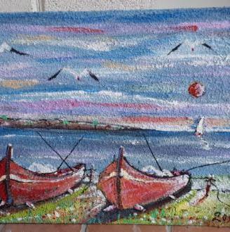 Quadro tempera materico a rilievo