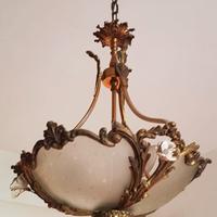 lampadario antico vetro e ottone