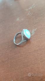 anello argento con pietra opale azzurra