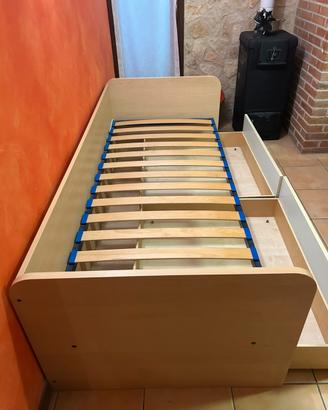 Letto singolo con cassetti contenitore