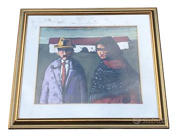 Quadro olio su tela Alfredo Cavaldoro contadini