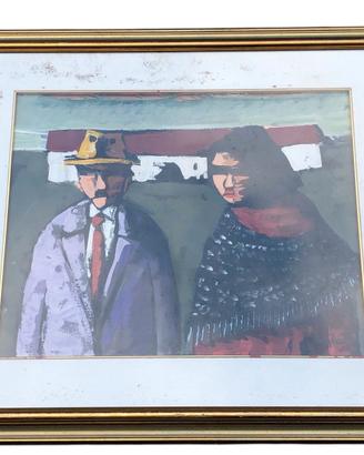 Quadro olio su tela Alfredo Cavaldoro contadini