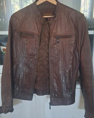 Giacca in pelle marrone da donna taglia 42