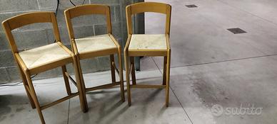 Sgabelli alti in legno impagliati