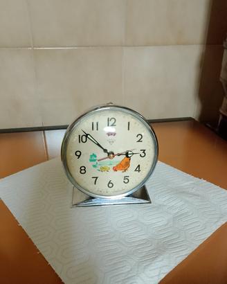 sveglia meccanica vintage con gallina 