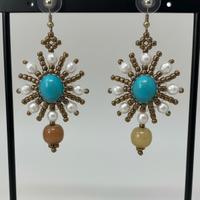 Orecchini Bronzo Aulite Turchese e Giada retrò 