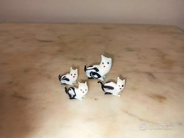 Animali gattini in vetro di Murano anni '70