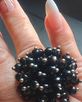 Statement Ring  Onice Nero e Argento 925