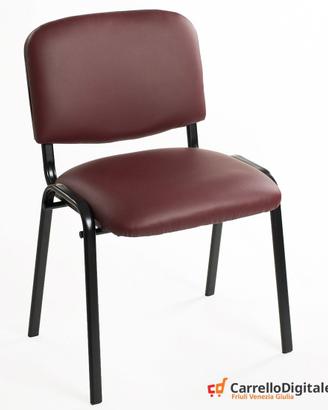 Sedia Imbottita Impilabile in Eco Pelle BORDEAUX