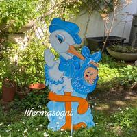 Cicogna in legno  fiocco nascita maxi