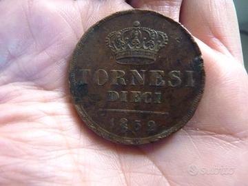 10 Tornesi 1852 Regno Due Sicilie Ferdinando II