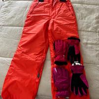 pantaloni sci bambina con 2 paia guanti