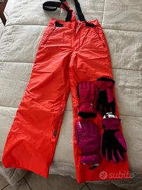 pantaloni sci bambina con 2 paia guanti