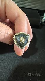 Anello Argento Scarabeo Cristallo Grigio Barocco