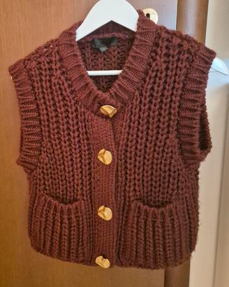 Cardigan smanicato bordeaux Zara 