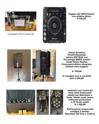 Impianto Audioe luci per feste e cerimonie