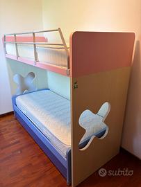 letto a castello con terzo letto estraibile