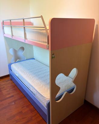 letto a castello con terzo letto estraibile