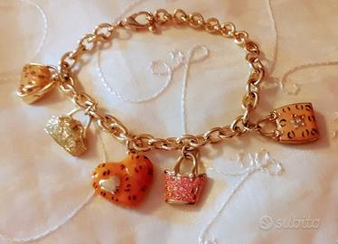 bracciale con catena color oro e ciondoli  smaltat