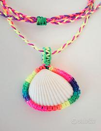 Collana macramè conchiglia bianca