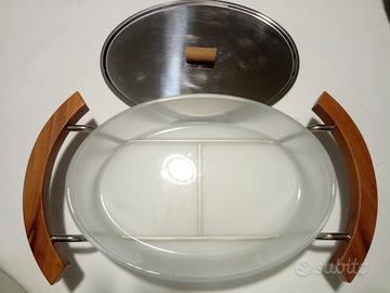 Pirofila ovale con supporto e coperchio