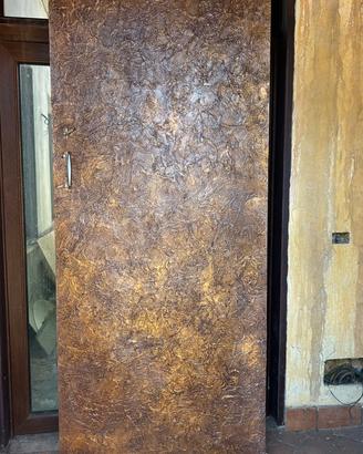 Porta scorrevole decorata a mano  con binario