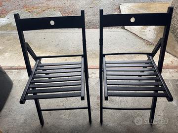 2 sedie pieghevoli in legno nero - tipo IKEA TERJE