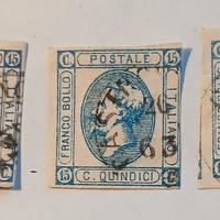 Regno 1863- effigie Em.II- Tipo I- 3 colori divers