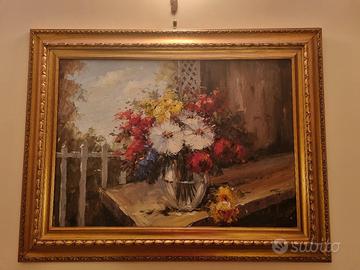 Quadro olio su tela fiori