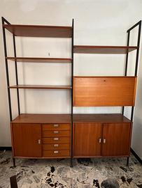 Libreria vintage di design componibile in teak