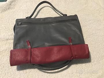 Borsa artigianale grigia e rossa