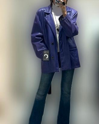 Blazer over in morbida pelle nappa Viola_nuovo