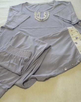 PIGIAMA DONNA tg.L-PANTALONI+MAGLIETTA MANICHE COR