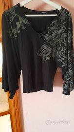 maglia collo a v, maniche ampie