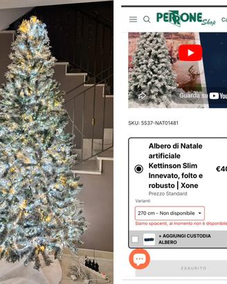 XONE Albero Natale Innevato Kettinson Slim 270cm