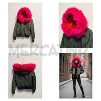 BOMBER D CHIC&JEUNE VERDE MILITARE CON PELLICCIA E