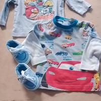 Set Angry Birds/Cars con scarpe vela nuova  6-9m