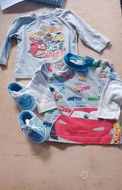 Set Angry Birds/Cars con scarpe vela nuova  6-9m