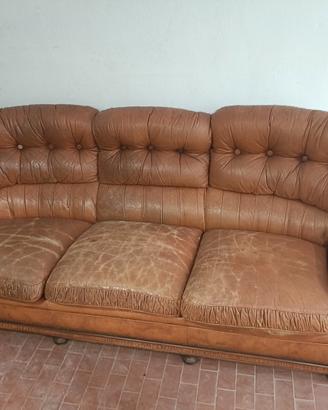 Divano vintage anni '70 in vera pelle 