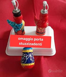 set olio aceto stuzzicadenti ceramica Rio Salado 