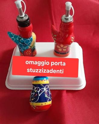 set olio aceto stuzzicadenti ceramica Rio Salado 