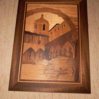 Trittico quadri in legno intarsiato